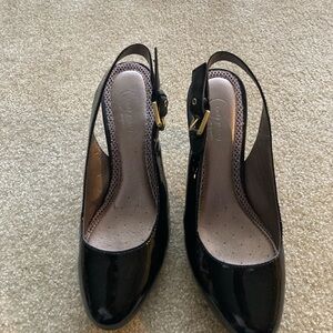 Easy Spirit Anti Gravity Black Patent Slingback Heels